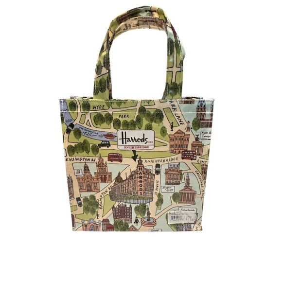 NWOT Harrods Knightsbridge London Grid Map Novelty Coated Purse Tote Bag Small - Picture 1 of 7
